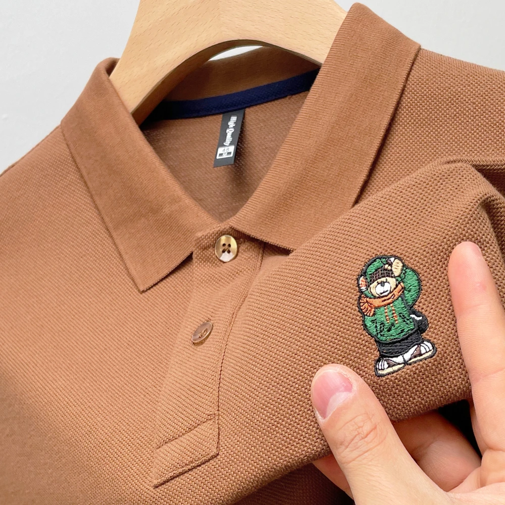 Embroidered logo 2023 new summer polo shirt Men's casual business lapel short sleeved T-shirt Golf clothing