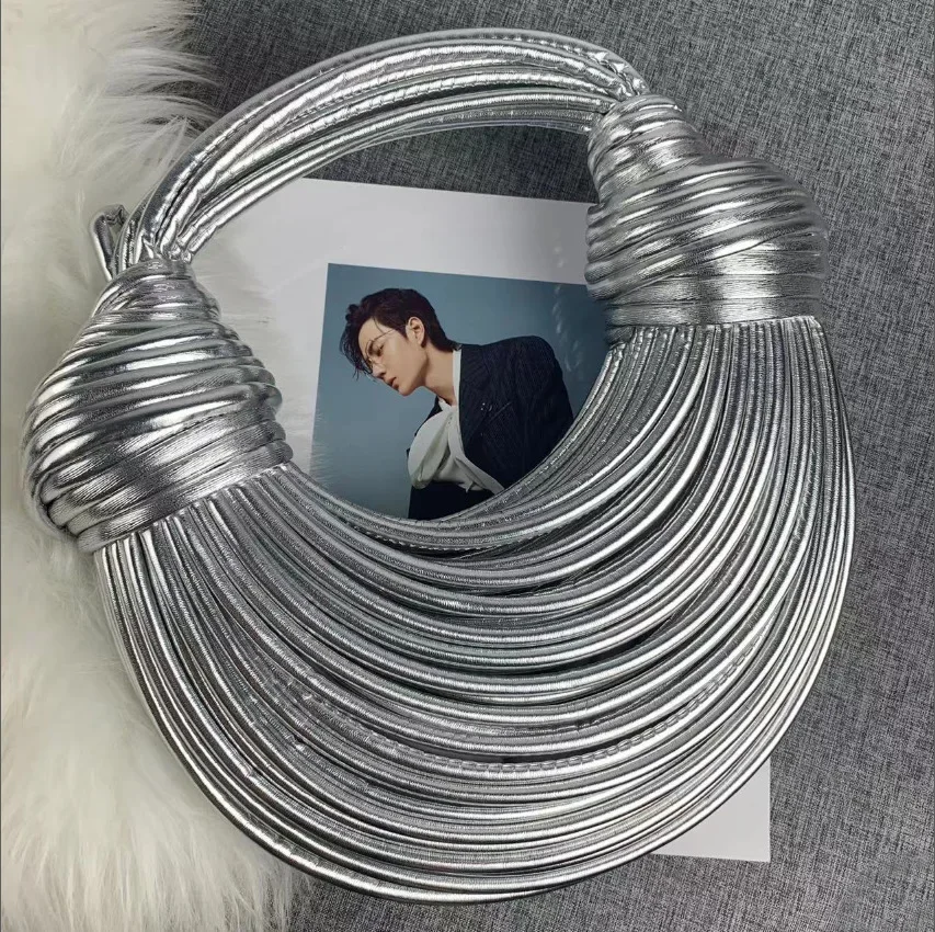 Женский клатч Line Bundle Золотая сумочка Серебряная сумка через плечо Роскошная с