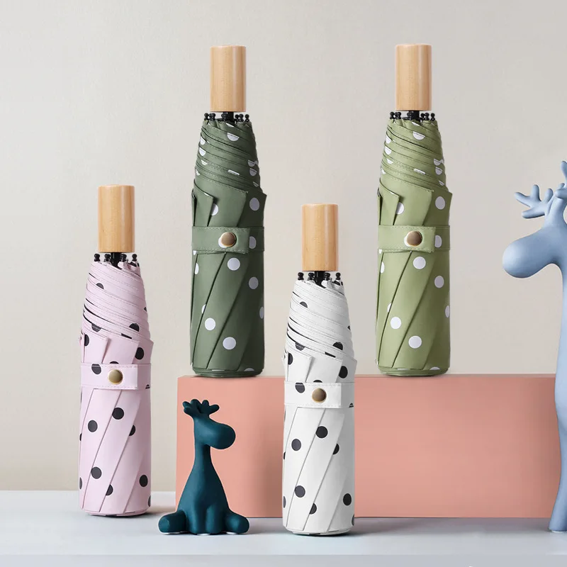 

Зонт для женщин, мужчин, девушек, студентов, двойного назначения, маленький Зонт с деревянной ручкой, женские сомбриллы