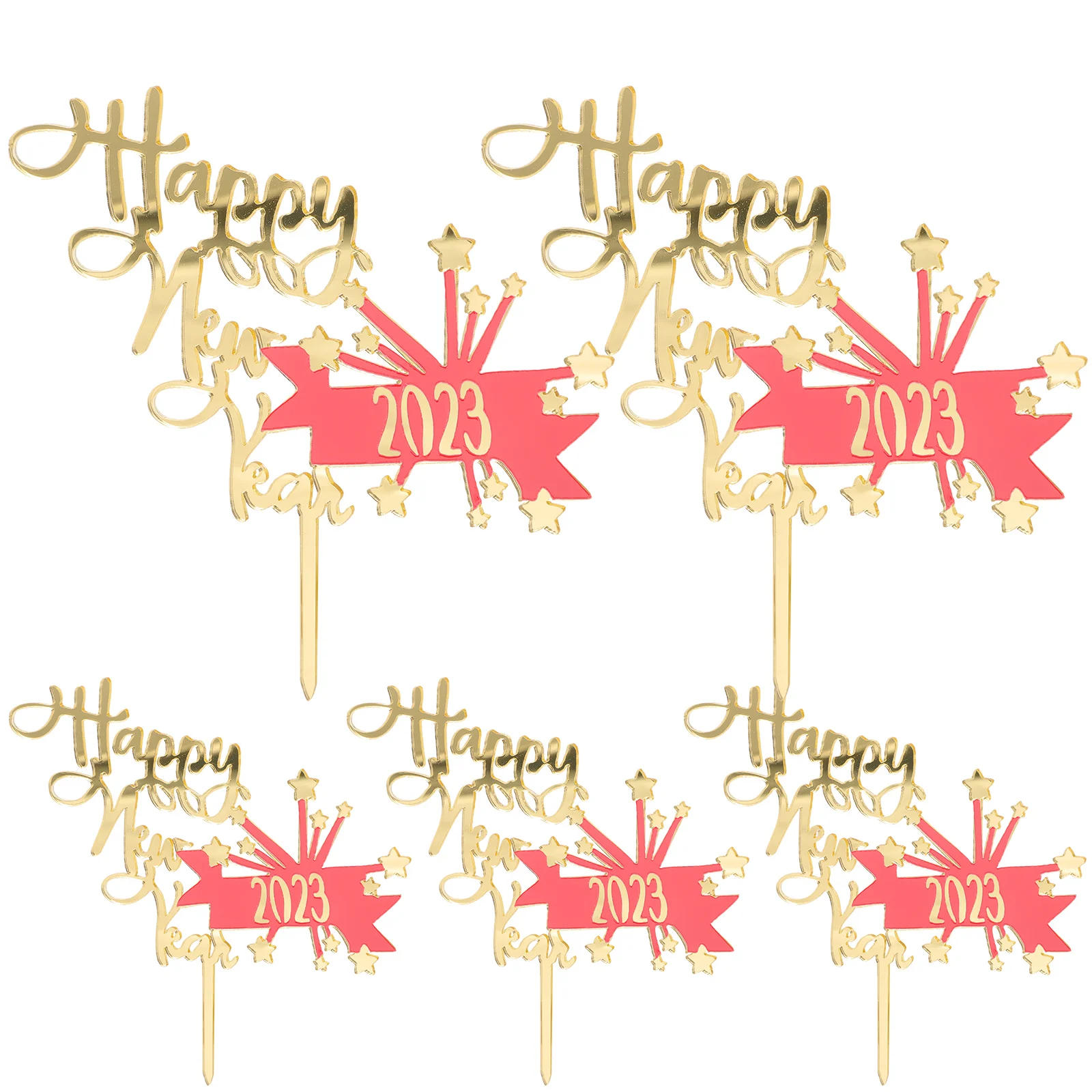 

5pcs Decorations Supplies Themed Cake Picks 2023 Cake Picks New Year Eve Dessert Topper Dessert Topper