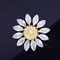european beauty copper inlaid zircon daisy brooch temperament clothing with atmospheric corsage clothes pin clothing accessories