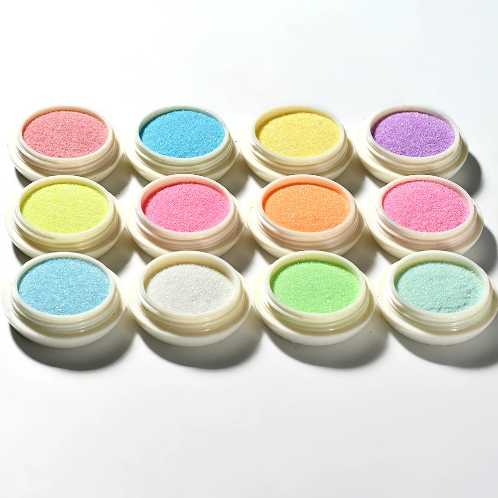 Блестящий Пигментный Порошок для дизайна ногтей 12 цветов