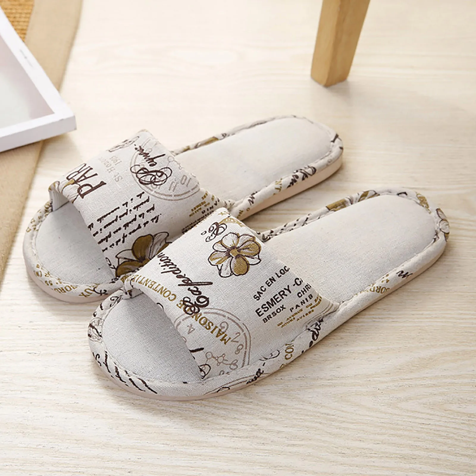 

Fun Slippers for Men Men And Women House Slippers Non Slip Cotton Linen Indoor And Outdoor Home Slipper Sandals Open Toe Bedroom