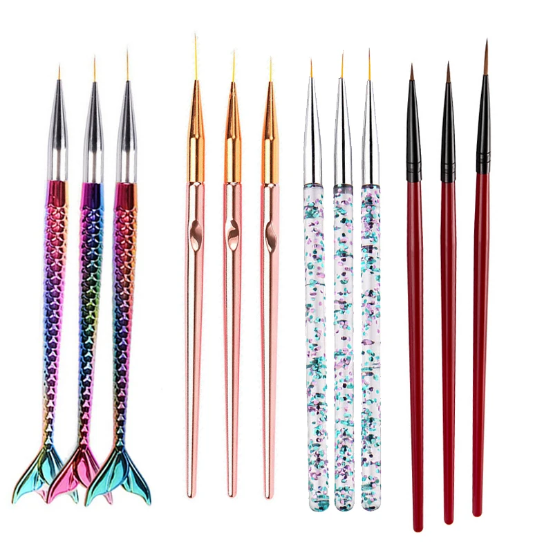 

3Pcs/Set Nail Brushes Manicure Tools Nail Art Liner Drawing Pen Brush DIY UV Gel Grid Line Stripes Painting Pen
