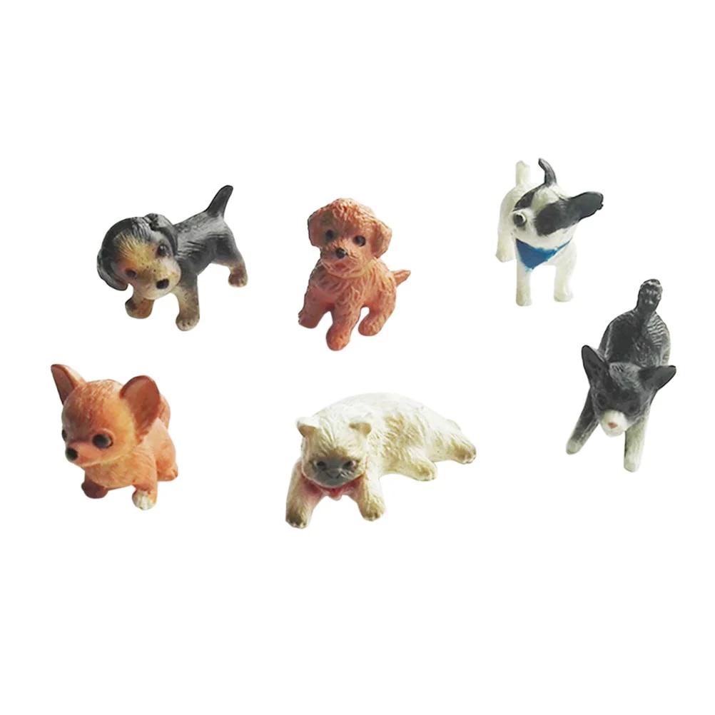 

6pcs Cat Figurines Cat Dogs Statue Figurines Animals Miniature Cat Model Cat Ornament for Home Office