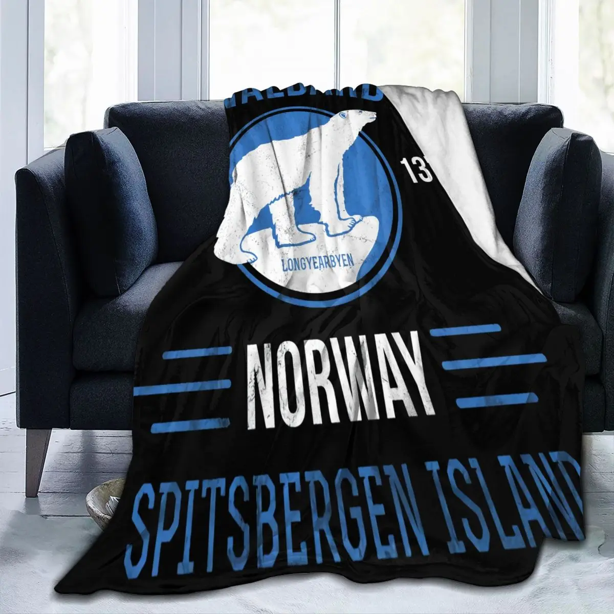 

Svalbard Polar Bear Longyearbyen Throw Blanket Blanket Personalized Warm Camping Multi Style