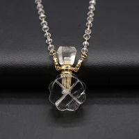 clear quartz natural stone gem irregular round perfume bottle diffuser pendant necklace makingdiy jewelry charm gift party decor