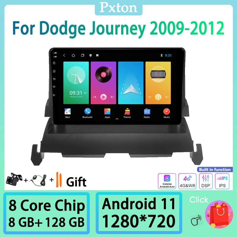 

Pxton Android Car Radio Stereo Multimedia Player For Dodge Journey 2009-2012 Carplay Android Auto 8+128 DSP WIFI GPS Navigation