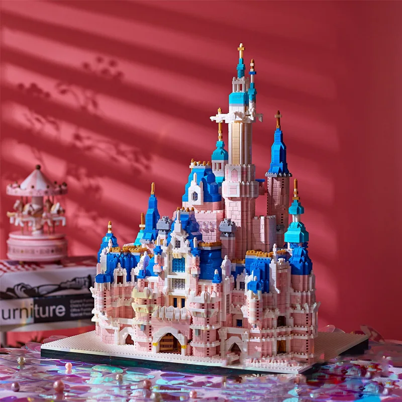 

2023 Diamond Mini Blocks Princess DIS Catsle World Land Park Ice Snow Building Creative Expert Bricks Toys Child Friends Girls