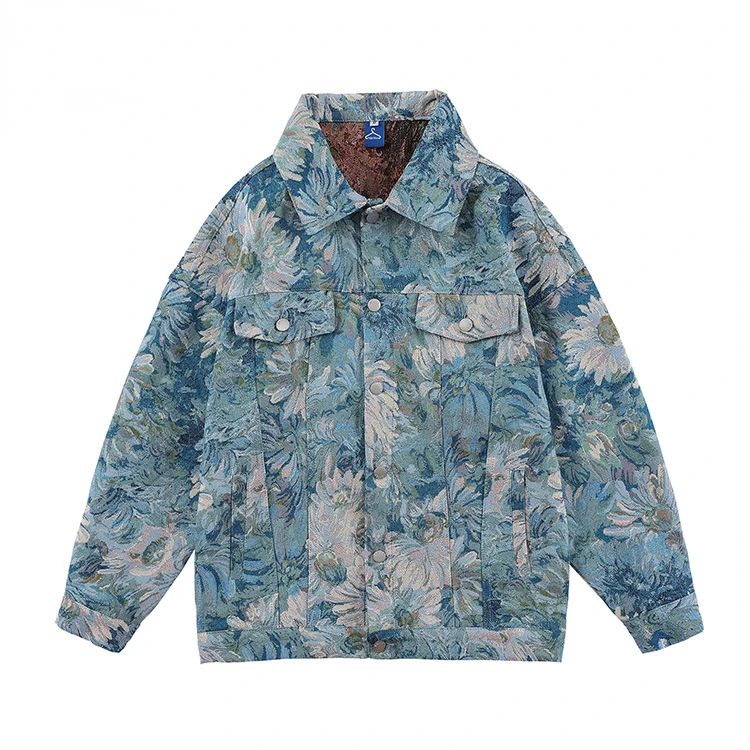 2022 New  jacquard day DEPARTMENT retro flower oil painting jacket male loose casual lovers  parkas  coats