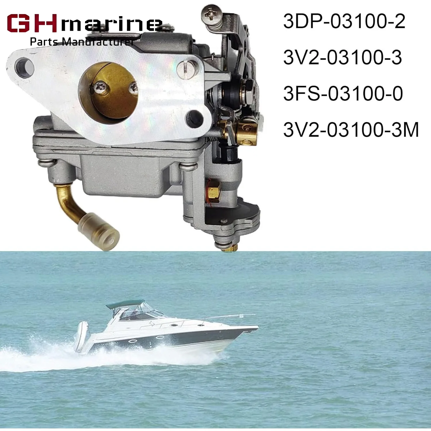 Фото Карбюратор для лодочных моторов Tohatsu Nissan 9.8HP 4-тактных MFS8, MFS9.8B, MFS9.8A3, MFS9.8A2 (номера деталей: 3DP-03100, 3FS-03100-0, 3V2-03100-3M) №2