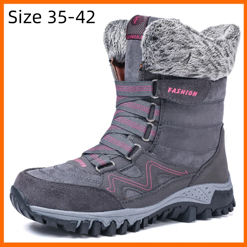 

Xiaomi Winter Warm Plush Women Boots Arrival Fashion Suede Leather Women Non-slip Snow Boots Waterproof Ankle Boots Flat Boots