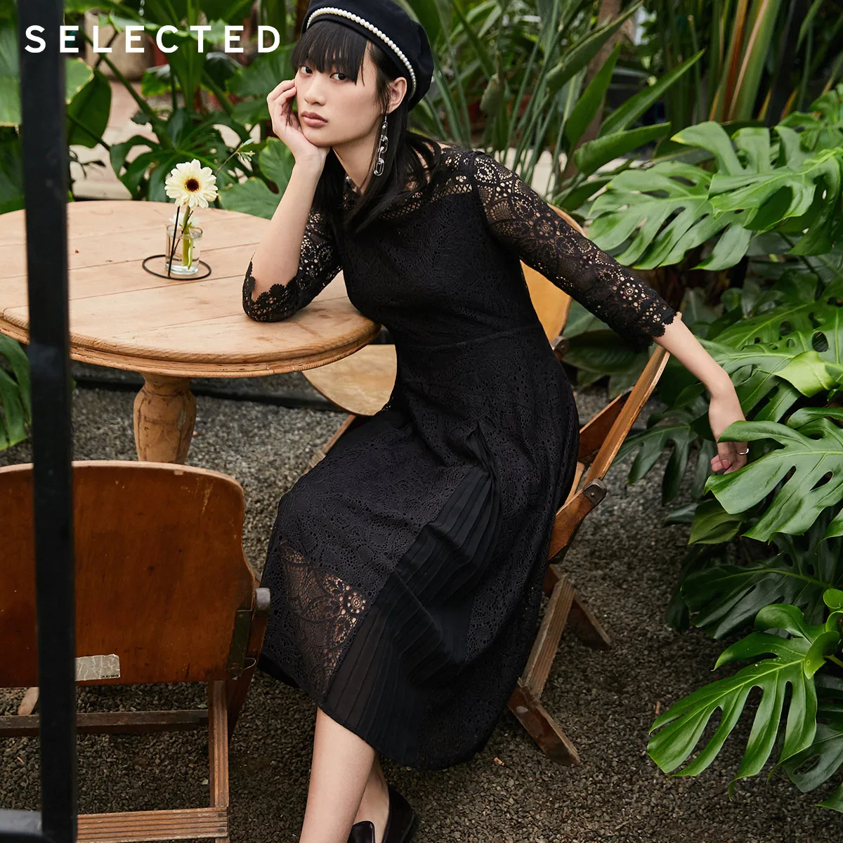 

SELECTED Women's Lace Hollow Summer Temperament Commuter Dress S|42012J503