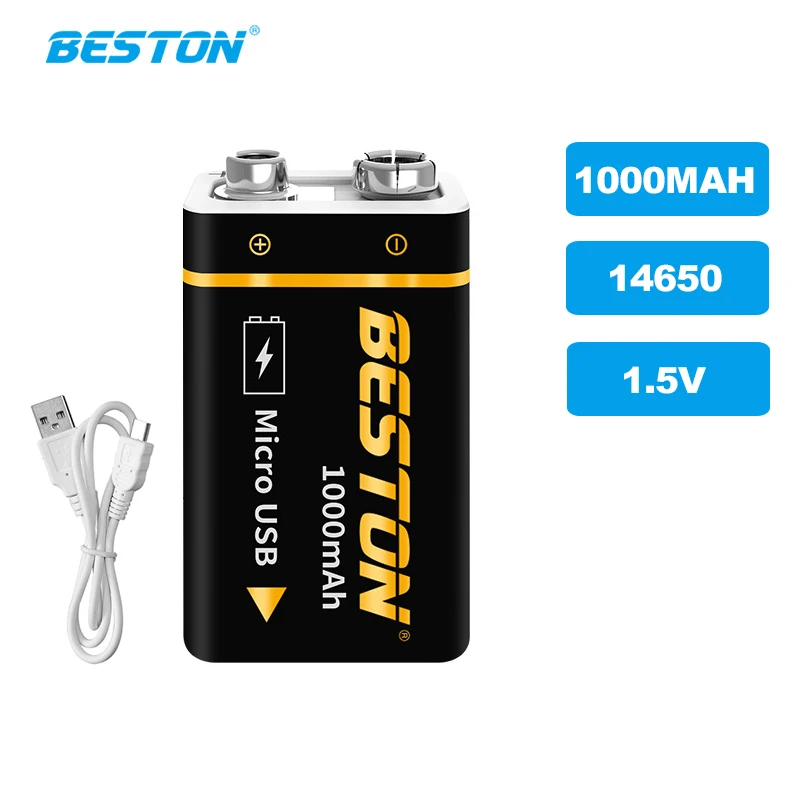 

Beston 9V 1000mah Li-ion Rechargeable Battery USB Direct Charge 14650 Lithium Polymer Batteries Fast Charging