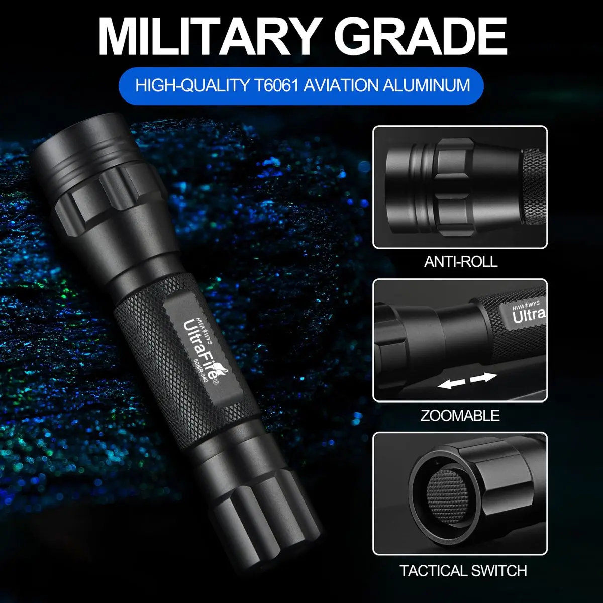 UltraFire WF-508IR 850 нм/940 нм ИК-фонарь с возможностью масштабирования тактический фонарь