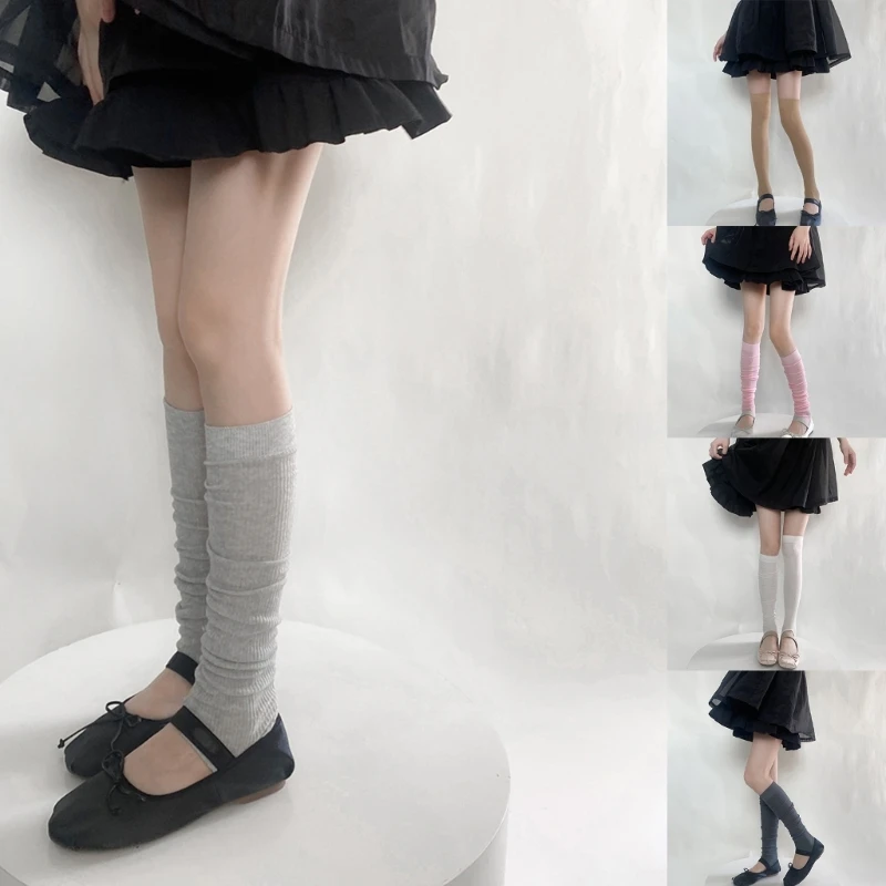 

Women Summer Calf Socks Solid Color Leg Warmer Cotton Ankle Heap Socks