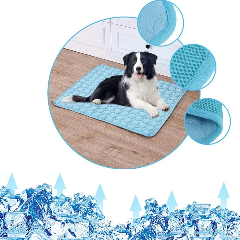 

Pet Dog Ice Silk Pad Breathable Cooling Supplies Mat Cat Cushion Large and Small dog Machine Washable pad Cool Prevent Sunstroke