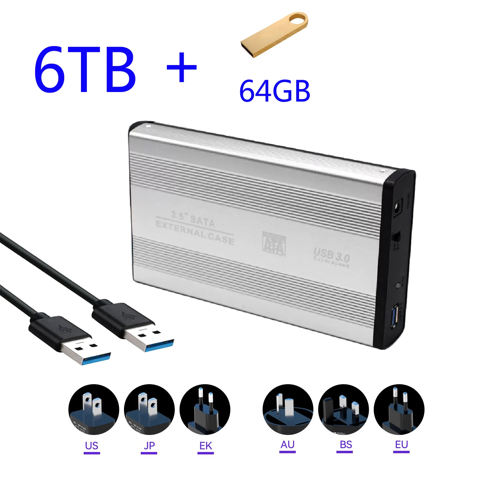 Фото НОВЫЙ внешний жесткий диск 6 ТБ, 3,5-дюймовый корпус для HDD, USB 3.0 с поддержкой SATA, высокоскоростной адаптер для ПК и ноутбуков №1