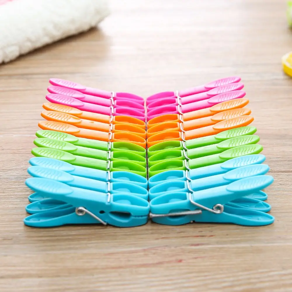 

24Pcs Clothespins Hanging Pegs Clips Plastic Hangers Racks Laundry Clothes Pegs Clamps Towel Clips Home Storage Hooks