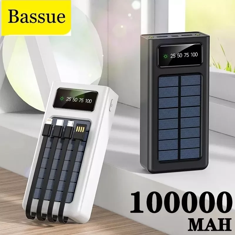 

100000mAh Solar Power Bank QC 3.0 PoverBank Fast Charging Powerbank Outdoor Waterproof Camping Light for Xiaomi iphone