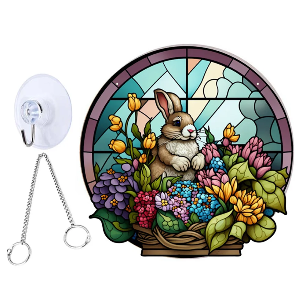 

Bathroom Decorations Easter Ornaments Bunny Hanging Scene Decorate Festival Stained Prop