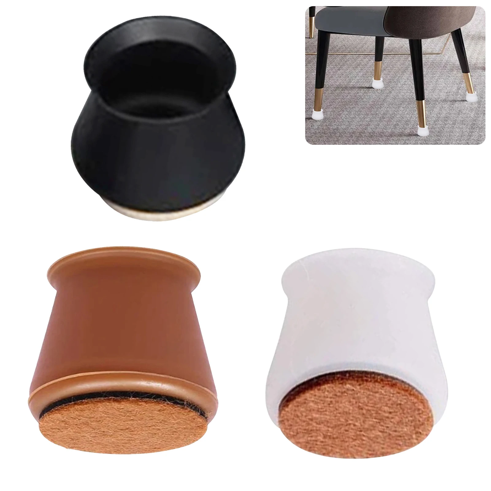Silicone Chair Leg Protectors With Felt For Hardwood Floors Elastic Leg Cover Pad For Protecting Floors From Scratches And Noise