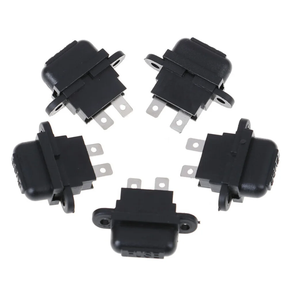 

5pcs Auto Blade Standard Black Fuse Holder Kit 2 Pins Plastic Metal For Car Boat Truck Durable Universal Convenient Easy Install
