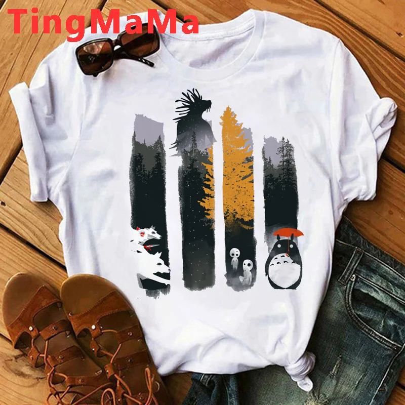 

Футболка Miyazaki Hayao с изображением японского аниме спайти понё на скале Женская парная Футболка с принтом гранж уличная одежда белая футболка