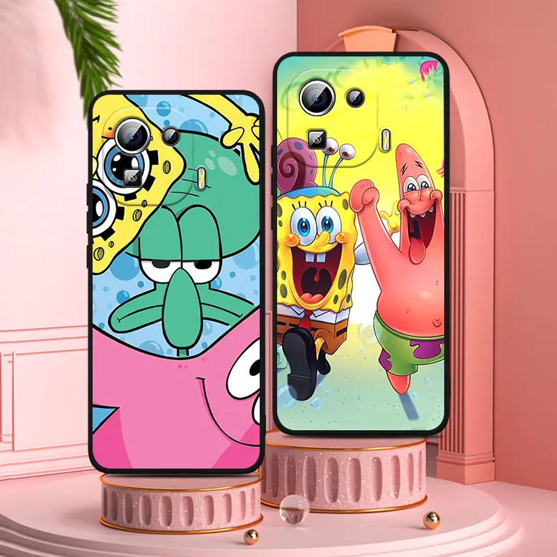 

Cartoon SpongeBob SquarePants Phone Case For Xiaomi Mi 12X 12 11 11T 11i 10T 10 Pro Lite Ultra 5G 9T 8 A3 Black Cover TPU