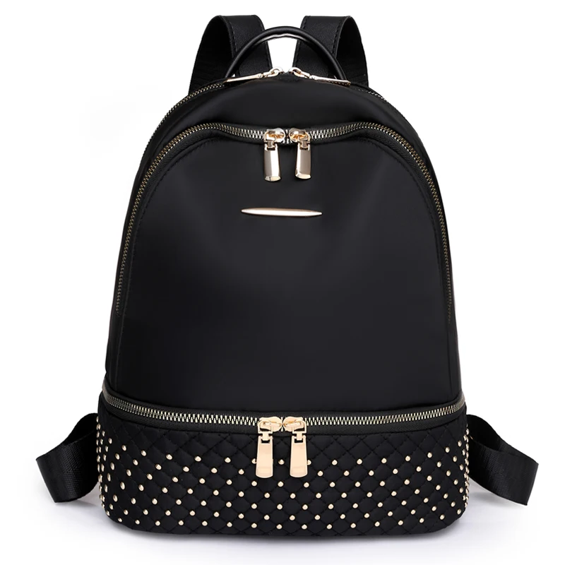

2023 New Retro Women Backpack Oxford Cloth Backpack Popular Rivet Anti Theft Multi Pocket Shoulder Bag Large Capacity School Bag