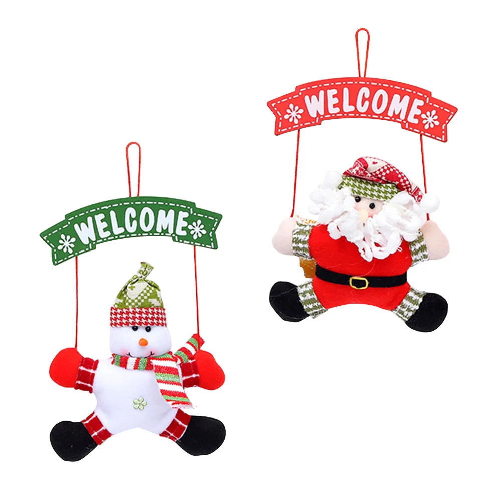 2 шт. Рождественский подвесной декор для елки и дверей (Санта Клаус и Снеговик)