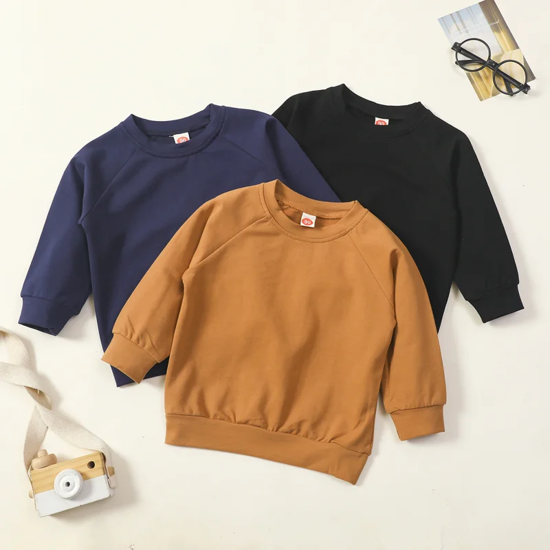 

1-6T Toddler Kids Baby Girls Boys Solid Color Pullovers Winter Warm Long Sleeve Crew Neck Sweatshirts Casual Unisex Hoodie