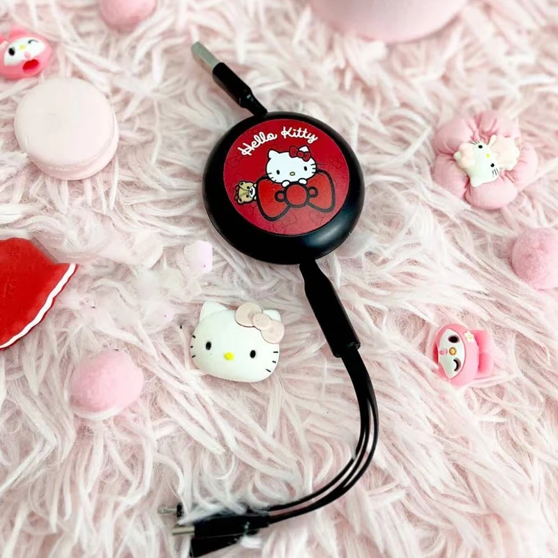 Kawaii черный набор кабелей для передачи данных Hello Kitty подарок на день рождения
