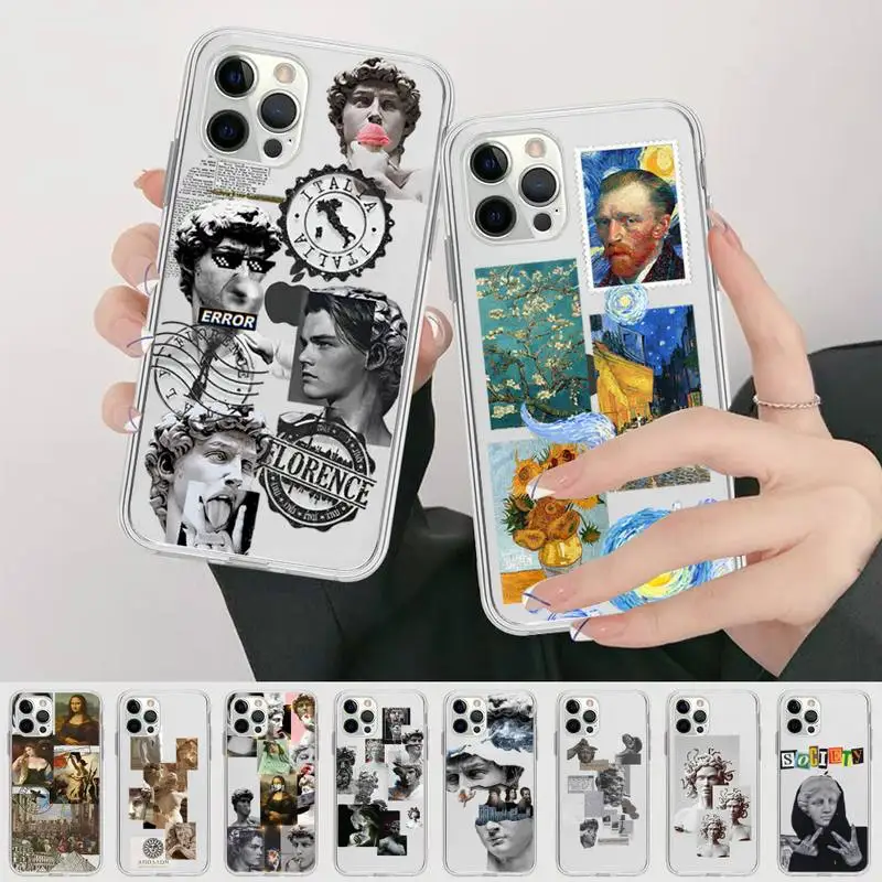 

Art Aesthetic David Mona Lisa Angel Eyes Phone Case For iPhone 13 14 Pro Max XS XR 12 11 Pro 13 Mini 6 7 8 Plus Soft Clear Cover