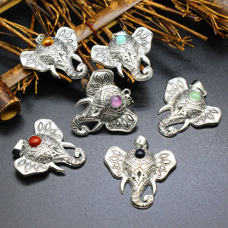 

1pcs Natural Stone Ladies Small Fresh Animal Modeling Jewelry Elephant Necklace Pendant Spread Goods Yiwu Commodity Supply