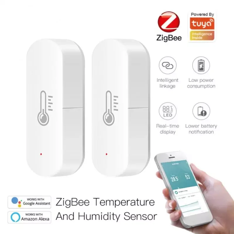 

Датчик температуры и влажности ZigBee, гигрометр для умного дома с поддержкой Alexa и Google Assistant