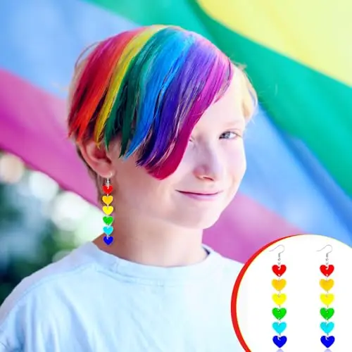 Винтажные висячие серьги Rainbow Love акриловые с кисточками наложенные кардиоидные