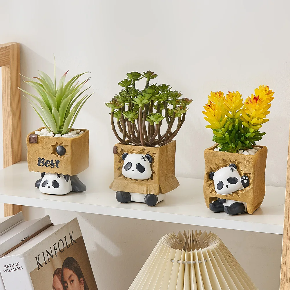 

Керамический цветочный горшок в виде панды, мини-украшение для балкона, сада, комнаты, аксессуары для домашнего рабочего стола