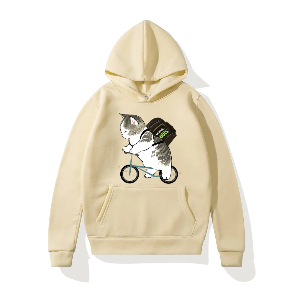 

Funny Cat Hoodie Unisex Fashion Kawaii Korean Harajuku Sweatshirt Men's 90s Cartoon Clothes Male Hood Oversized Hip Hop Clothing