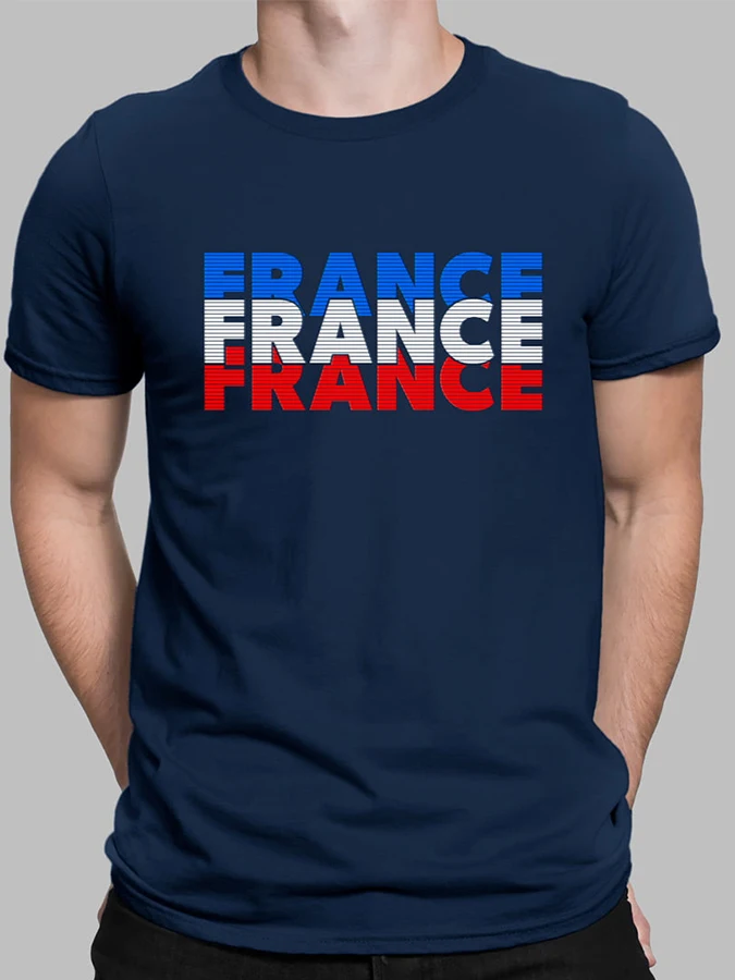 

French Print Football Short Sleeve T-Shirt