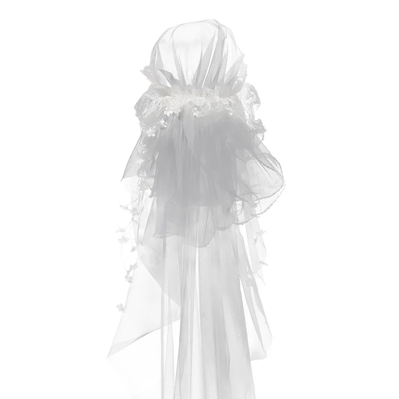 Винтажная кружевная свадебная фата новая короткая тюль и кружево элегантная