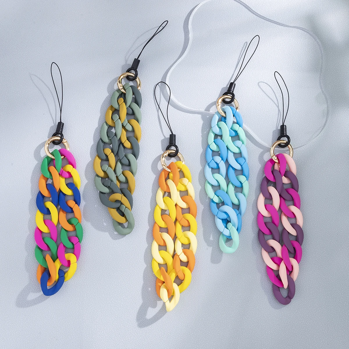 Модная Милая акриловая цепочка с бусинами для мобильного телефона подвесной