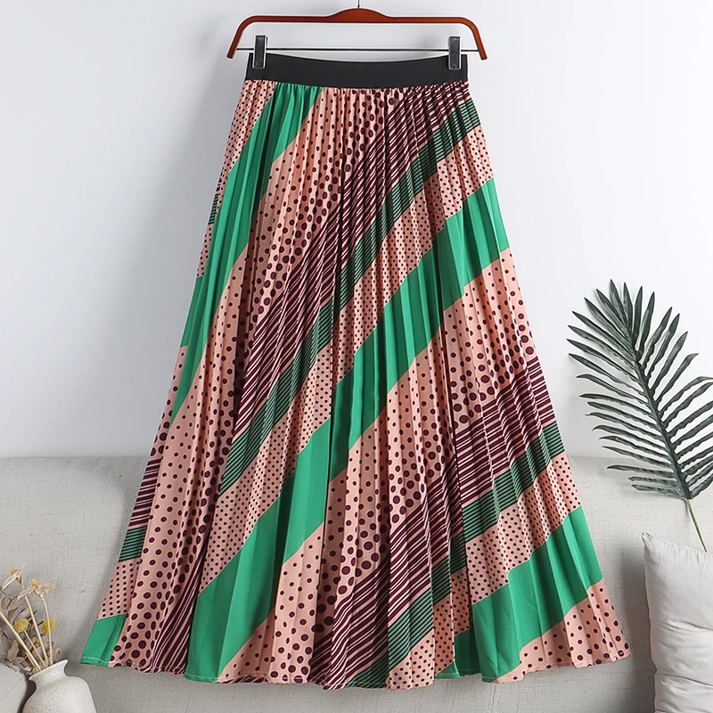 

Korobov 2022 Spring New Women Skirts Vintage Elegant Hit Color Patchwork Faldas Mujer Korean Sweet A-Line Skirt