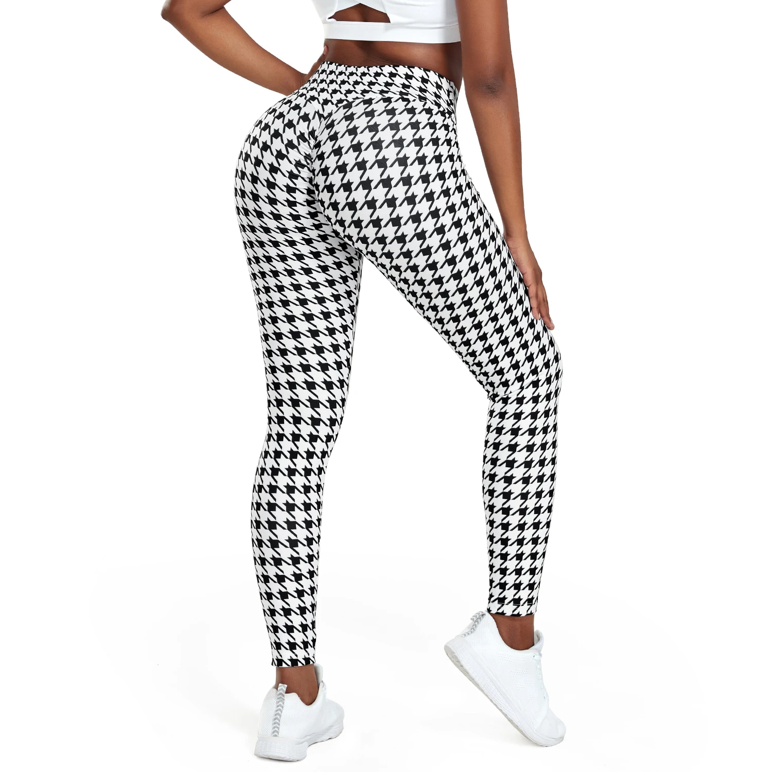 High Waist Yoga Pants Women Printed Skinny Leggings Fitness Tights Workout Exercise Sport Trousers Honey Peach Hips Gym Clothes