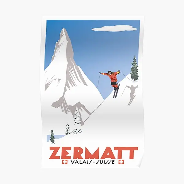 

Zermatt Valais Швейцария плакат «лыжи» украшение смешная картина винтажная домашняя Картина Современный декор роспись комната искусство стены без рамки