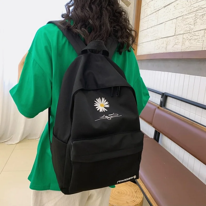 

AIWITHPM Middle High Bag for School Teenage Girl Backpack Women Multifunctional Pocket Nylon Schoolbag Female Cute Fashion Daisy