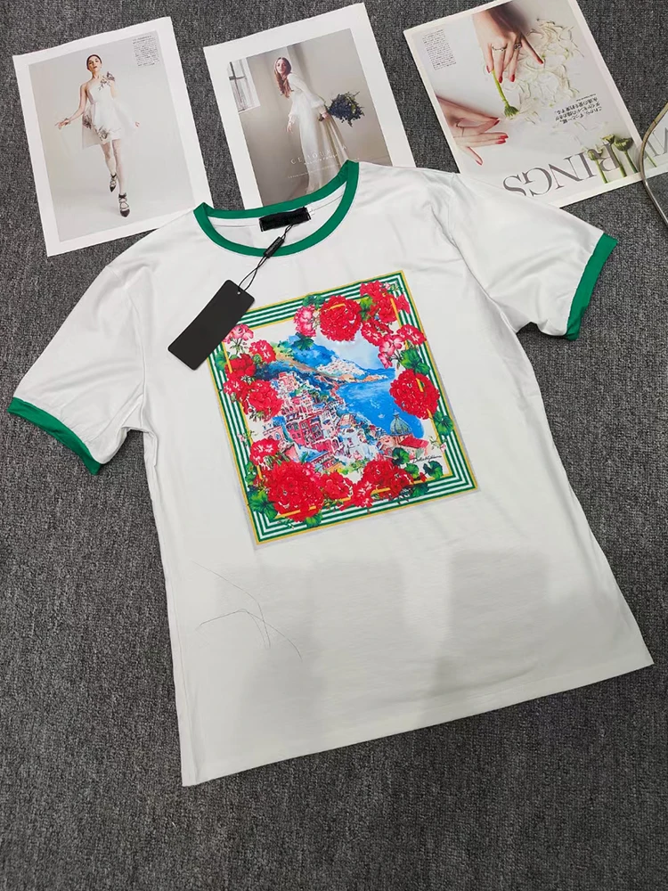 Женский вязаный комплект из двух предметов с винтажным принтом пейзажа