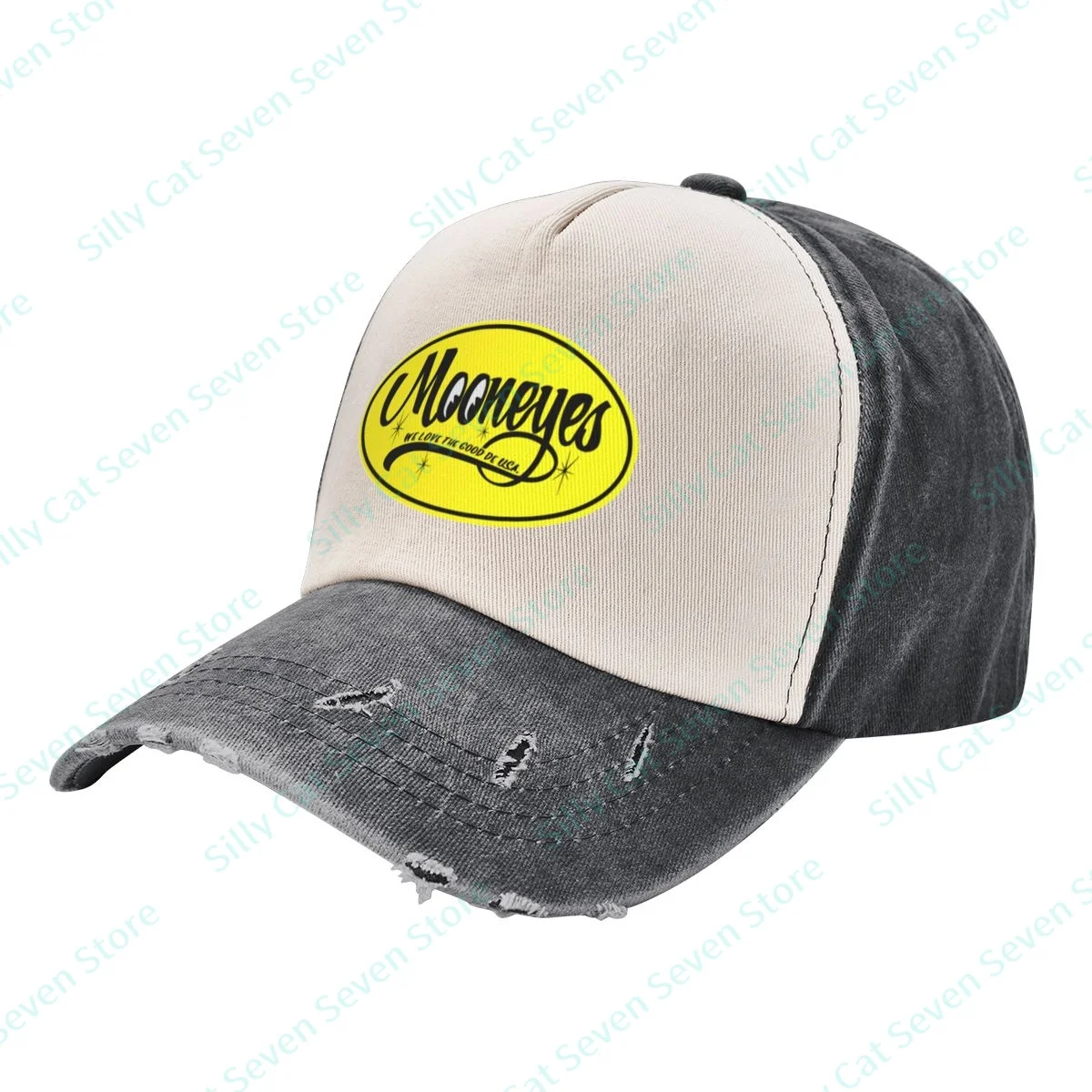 

Fashion Moon Eyes cowboy Baseball Cap Men Women Vintage adjustable Mixed color stitching Baseball Cap Washed Dad Hat
