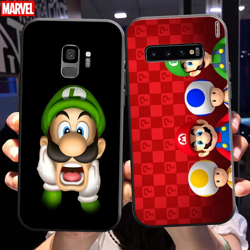 

Cute Super Mario Bros Phone Case For Samsung Galaxy S10 S10E S10 Lite S9 S8 Plus Samsung S10 5G Black Carcasa Liquid Silicon