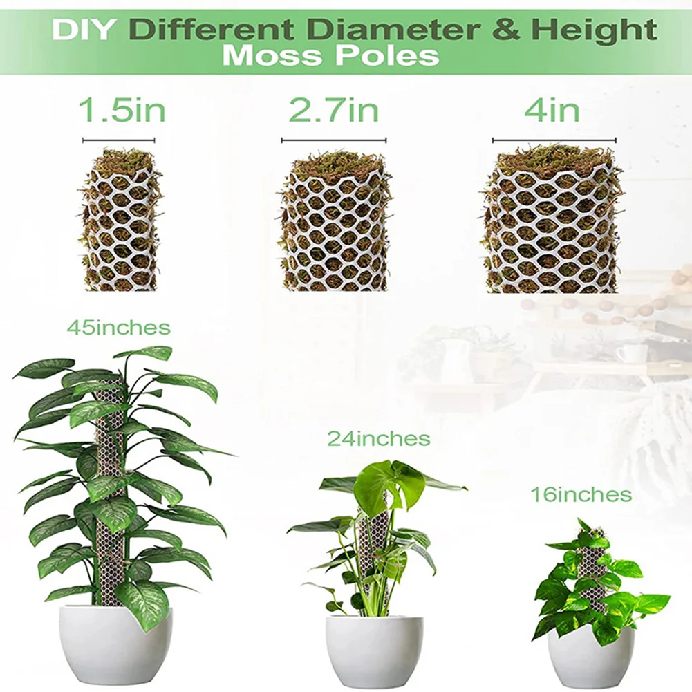 

DIY Moss Monstera Pole Mesh Kit Plant Support Self-Watering Moss Sticks With Rope Zip Ties For Potted Plants Climbing Brackets
